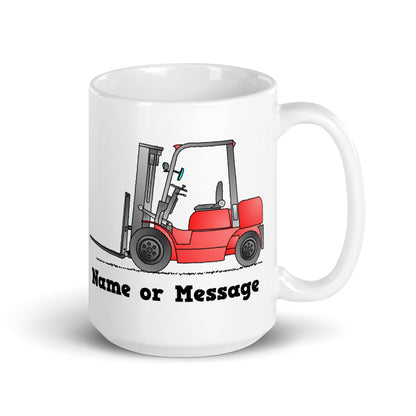 Personalized Red Forklift Truck Mug