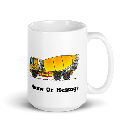 Personalized Yellow Concrete Mixer Mug