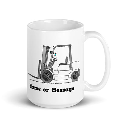 Personalized White Forklift Truck Mug