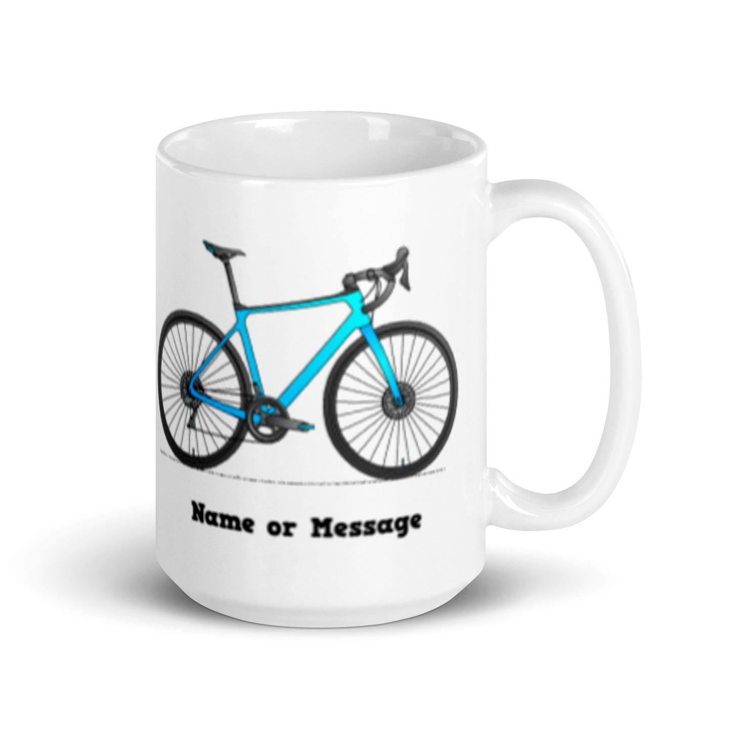 Ceramic Mug with Custom Bicycle Illustration, and Name or Message