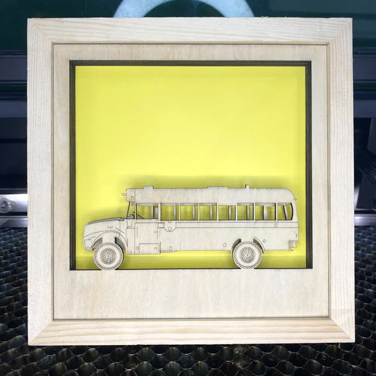 Wooden 3D Laser-Cut American School Bus Model – Type C