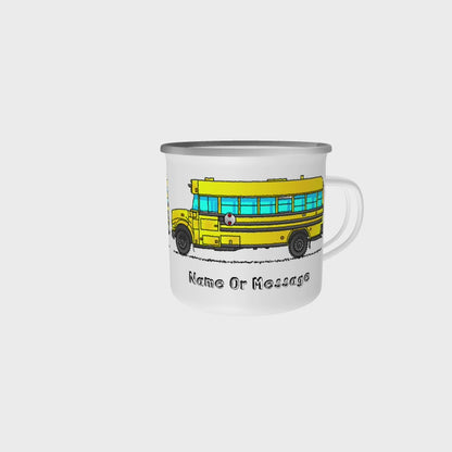 School Bus Mug for Driver or Kids. Enamel Personalized Cup T030