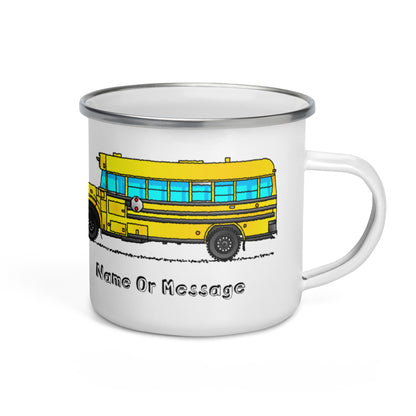 School Bus Mug for Driver or Kids. Enamel Personalized Cup T030