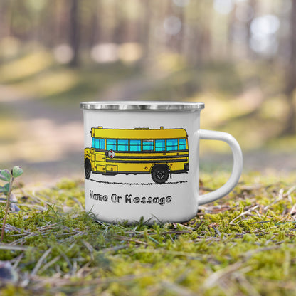 School Bus Mug for Driver or Kids. Enamel Personalized Cup T030